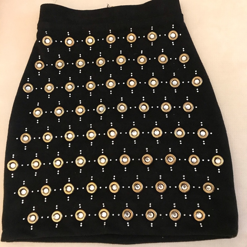 Oh Polly Suede embellished mini skirt